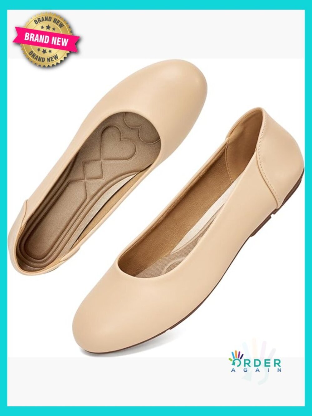Classic Round Toe PU Leather Flats for Women with Cushioned Insoles No Break-in